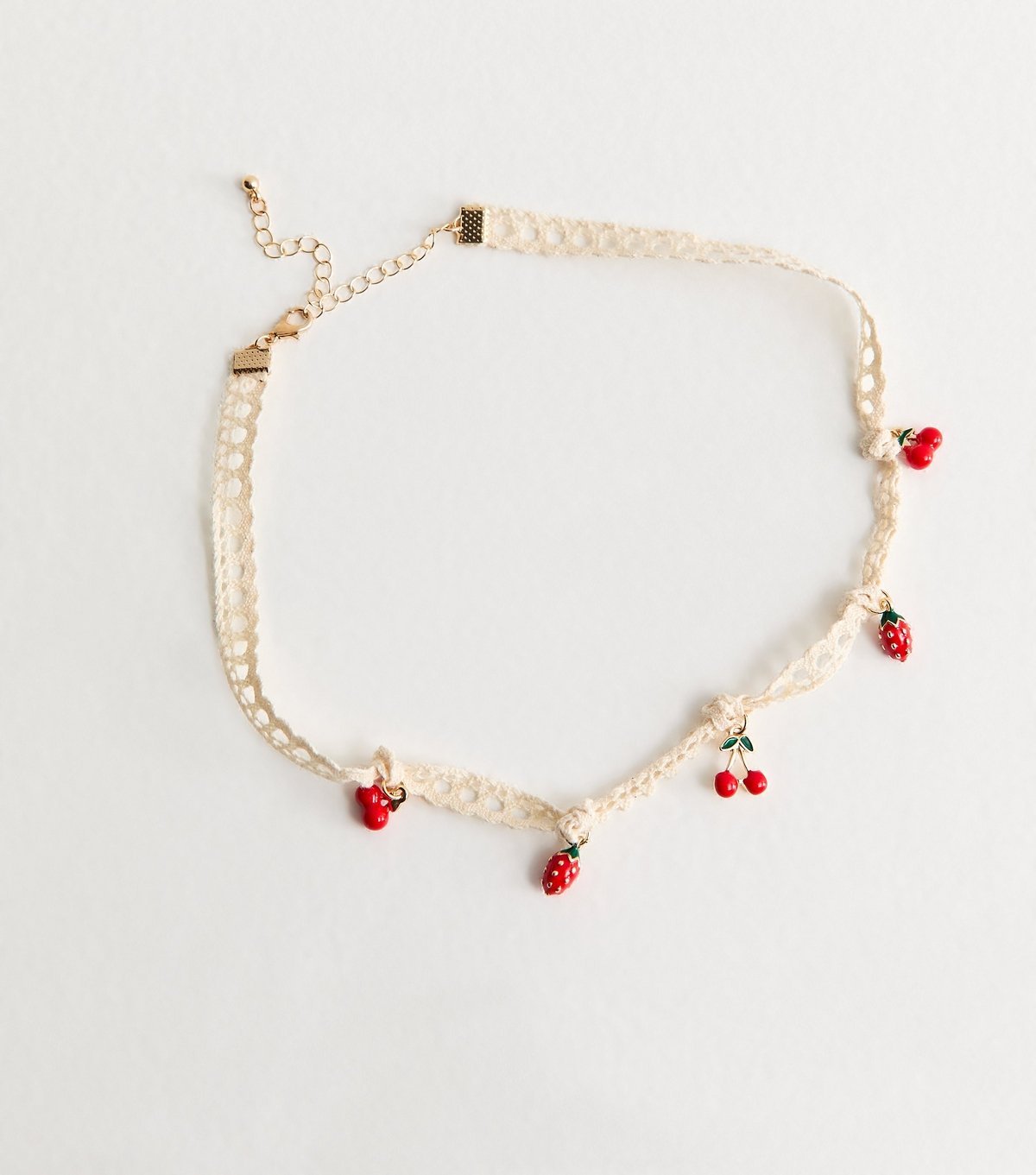 New Look Cream Lace Fruit Charm Choker Necklace New Look - 1