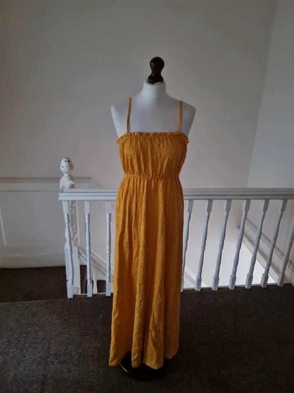 ASOS Bnwt new asos sample 10 yellow Broderie Anglais maxi dress summer Beach holiday long slip bright
