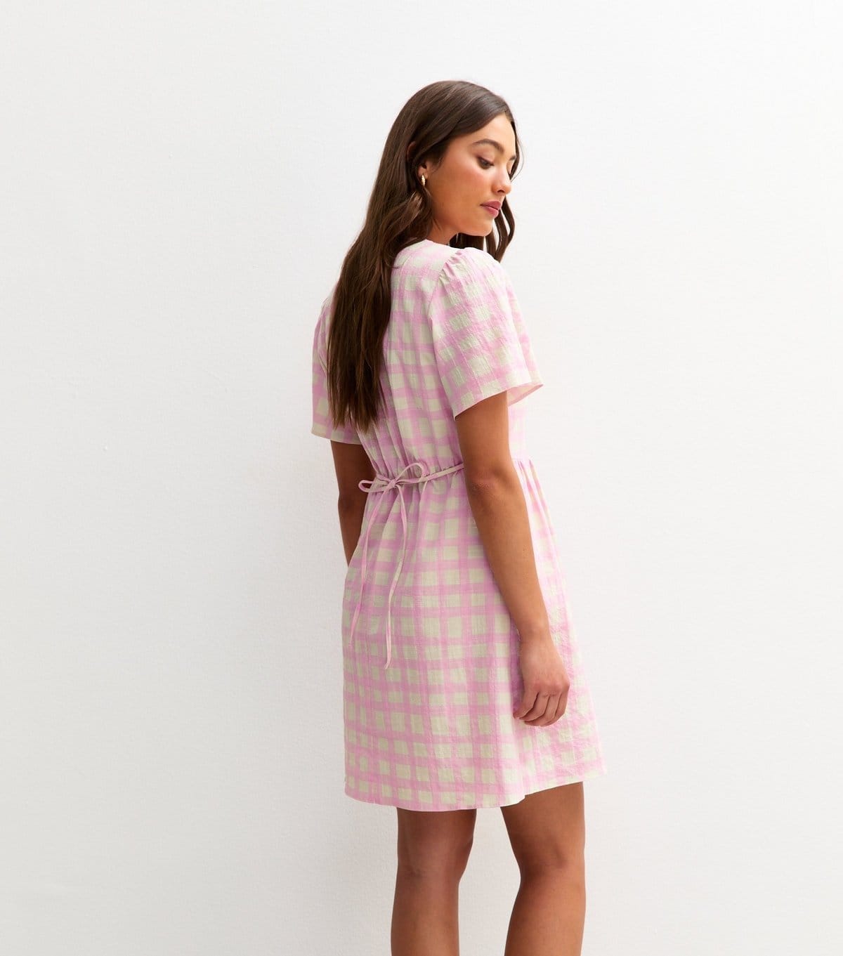 New Look Women's Pink Gingham Check Flutter Sleeve Mini Dress New Look - 4