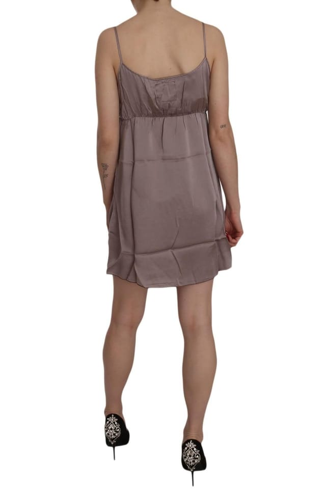 PINK MEMORIES PINK MEMORIES Women's Purple Spaghetti A-line Mini Silk Dress - 3