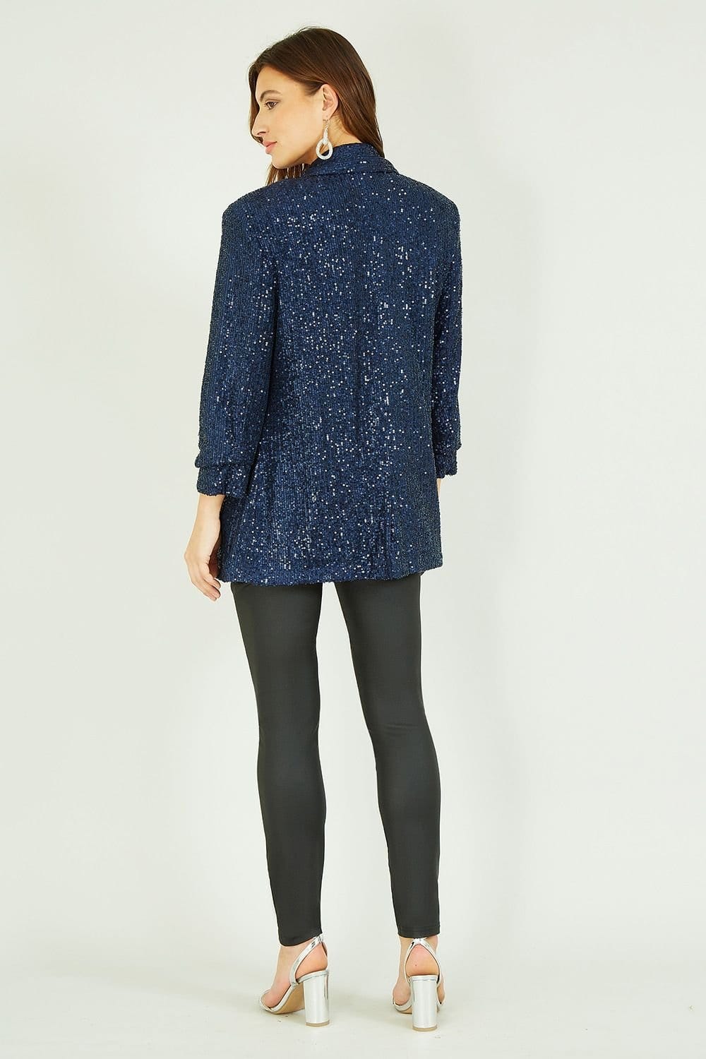 Yumi Yumi Women's Navy Sequin Blazer With Pockets - 4