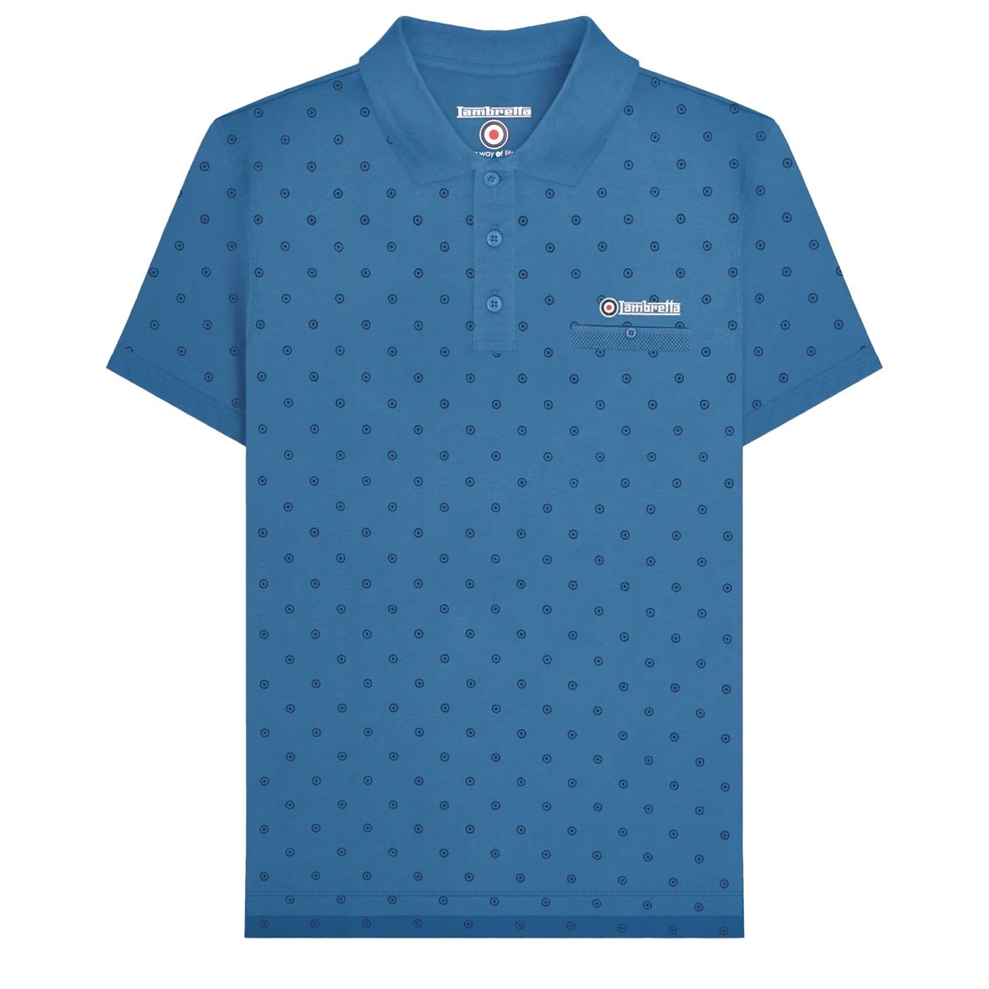 Lambretta Lambretta Men's Premium AW24 Target Polo Shirt in Mid Blue - 3