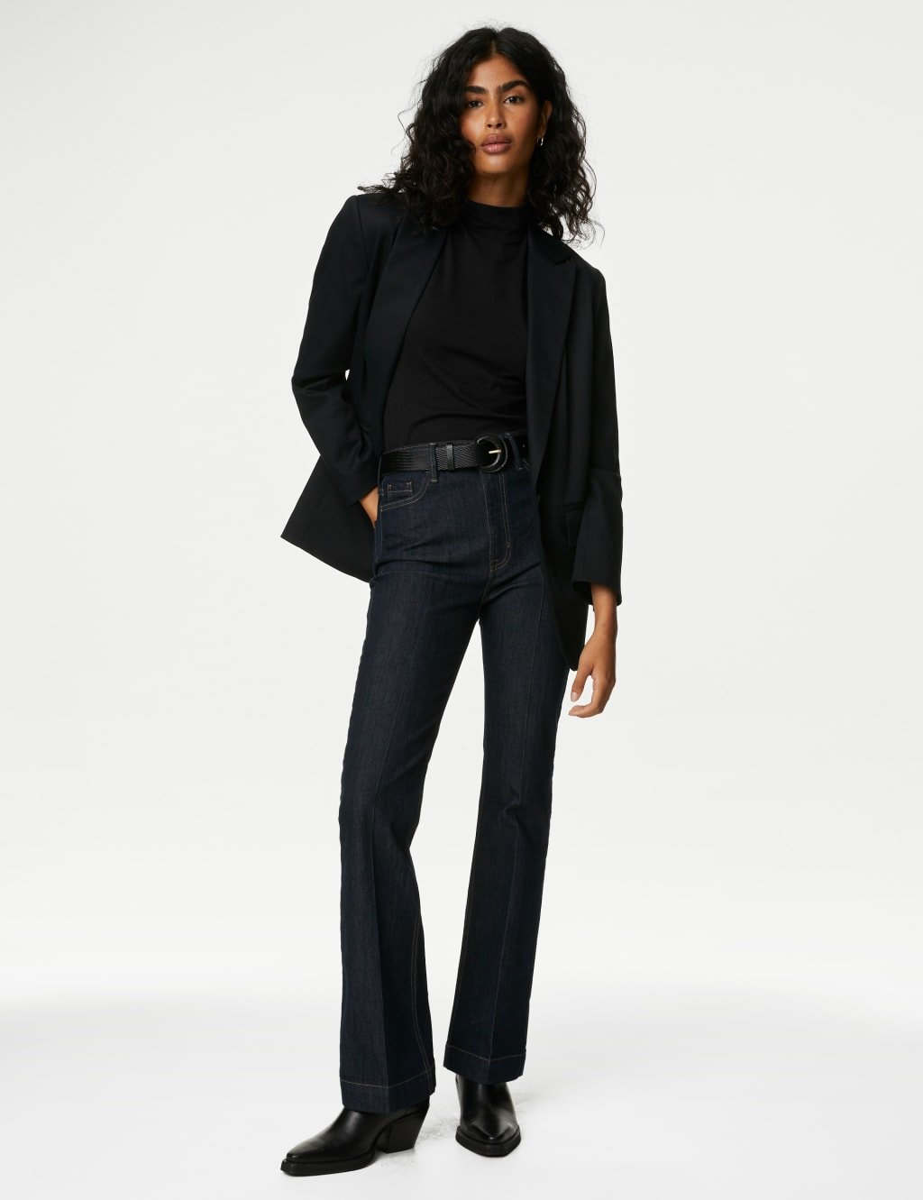 Marks & Spencer M&S Cotton Rich Funnel Neck Vest Top Black - 2