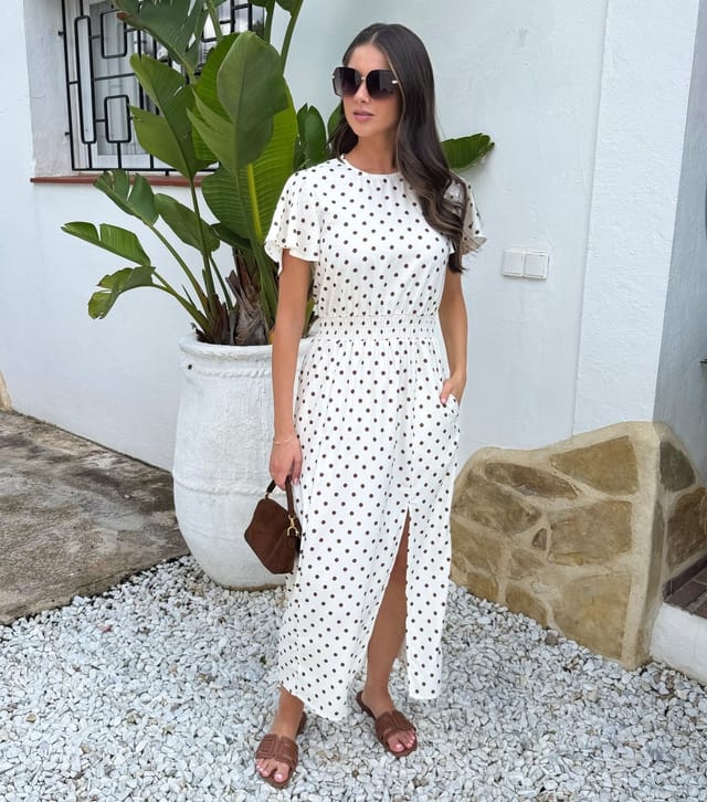 AX Paris Women's Cream Polka Dot Flutter Sleeve Midi Dress AX Paris New Look - 2