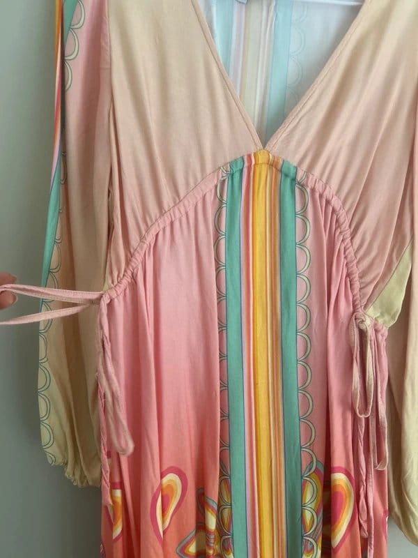 Never Fully Dressed Multi Silk Long Sleeve Dress