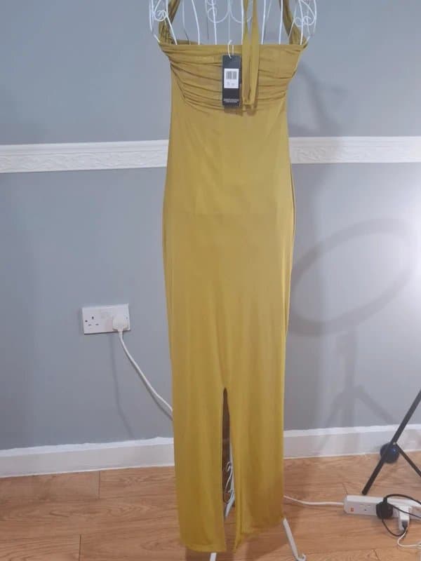 Murci Murci Halter Neck Cut-Out Maxi Dress – Mustard Yellow – UK 12 / EU 40