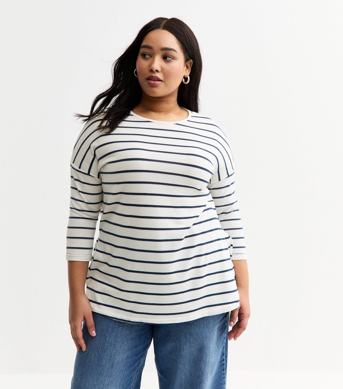 New Look Women's White Textured Striped Top New Look