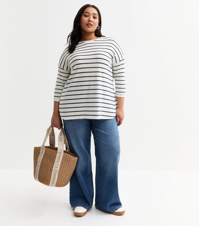 New Look Women's White Textured Striped Top New Look - 3