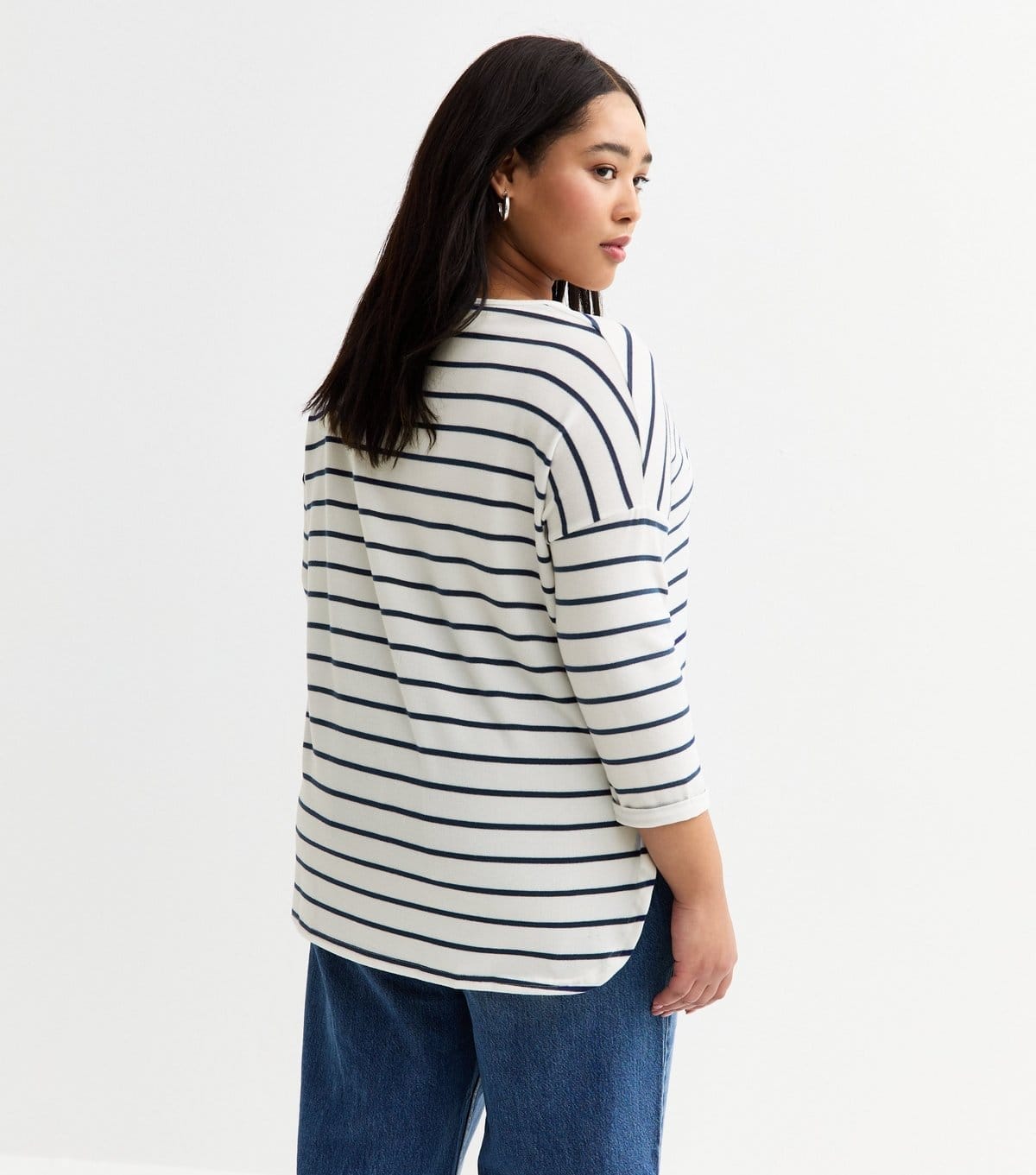 New Look Women's White Textured Striped Top New Look - 4