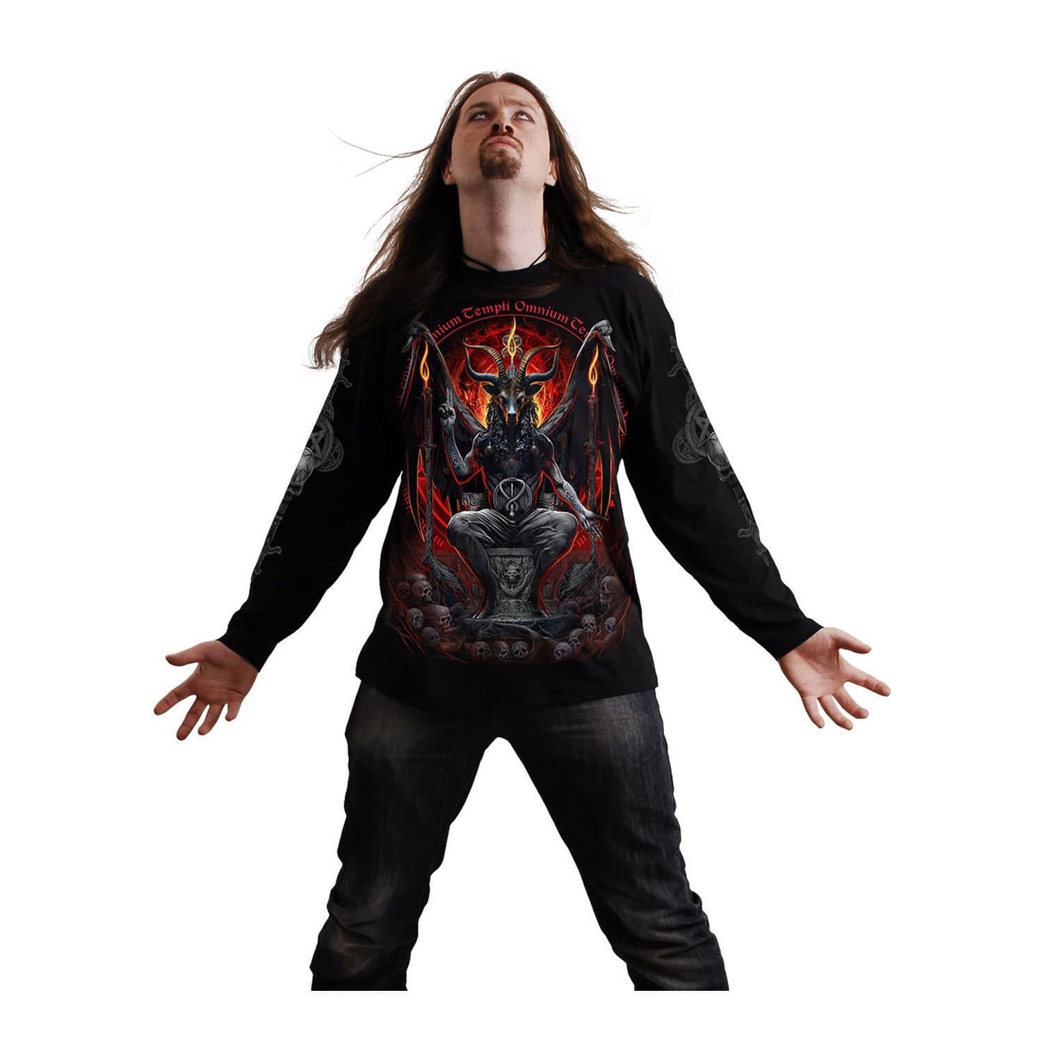 Spiral Direct Spiral Direct Men's Baphomet Back Print Long-Sleeved T-Shirt in Black