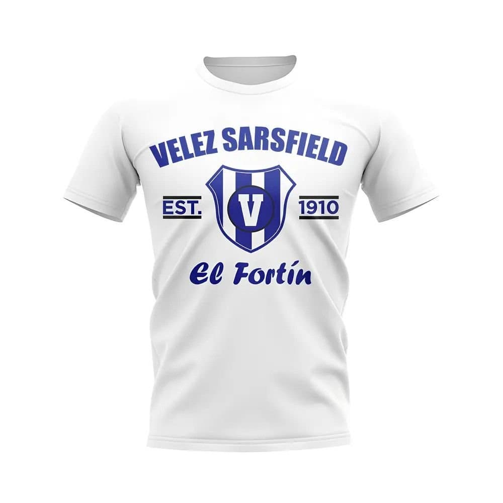 Velez Sarsfield Velez Sarsfield Men's Personalised Established Football T-Shirt in White