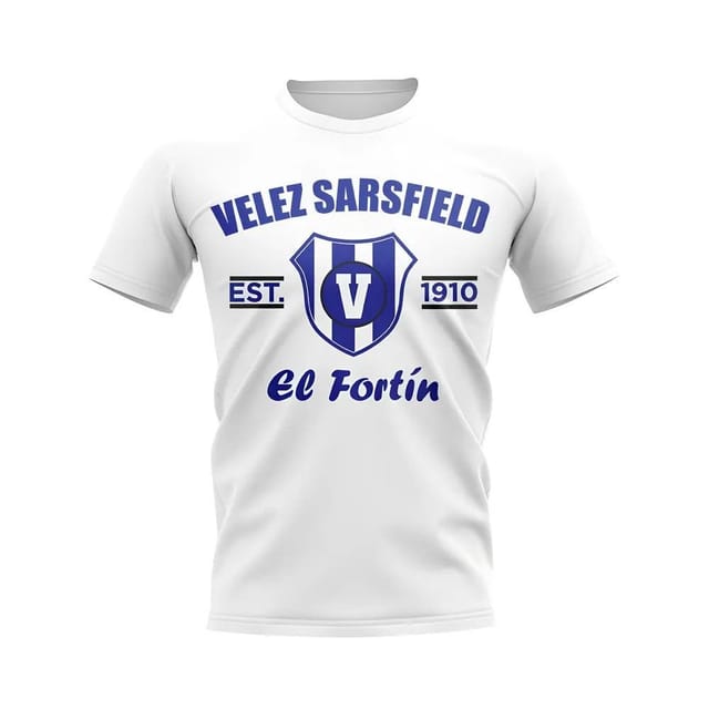 Velez Sarsfield Velez Sarsfield Men's Personalised Established Football T-Shirt in White - 2