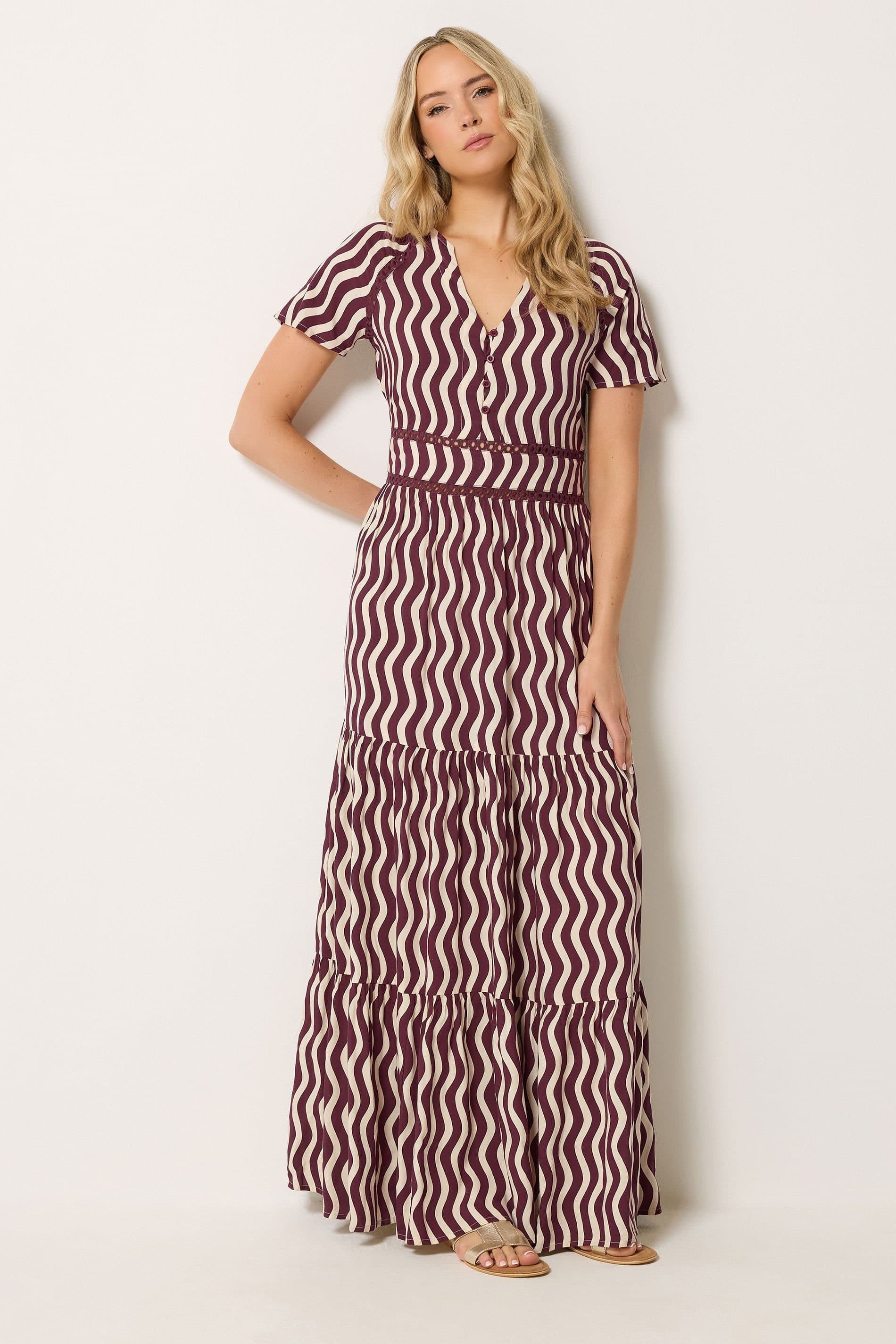 Long Tall Sally Long Tall Sally Women's Tall Swirl Print Maxi Dress in Burgundy