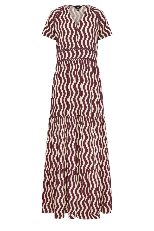 Long Tall Sally Long Tall Sally Women's Tall Swirl Print Maxi Dress in Burgundy - 2