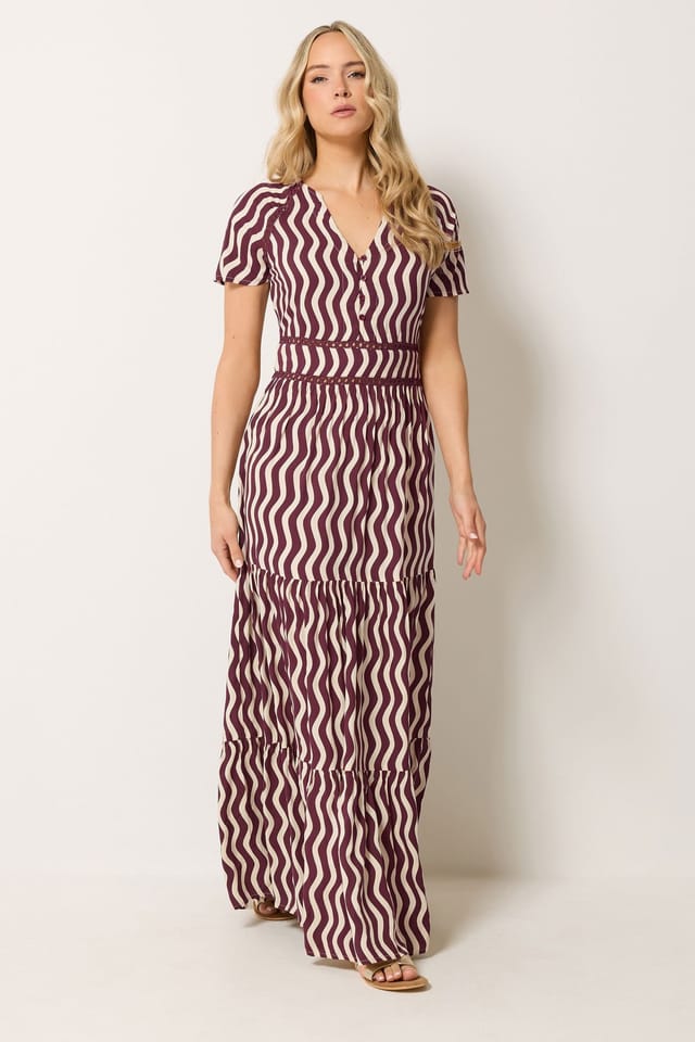 Long Tall Sally Long Tall Sally Women's Tall Swirl Print Maxi Dress in Burgundy - 3