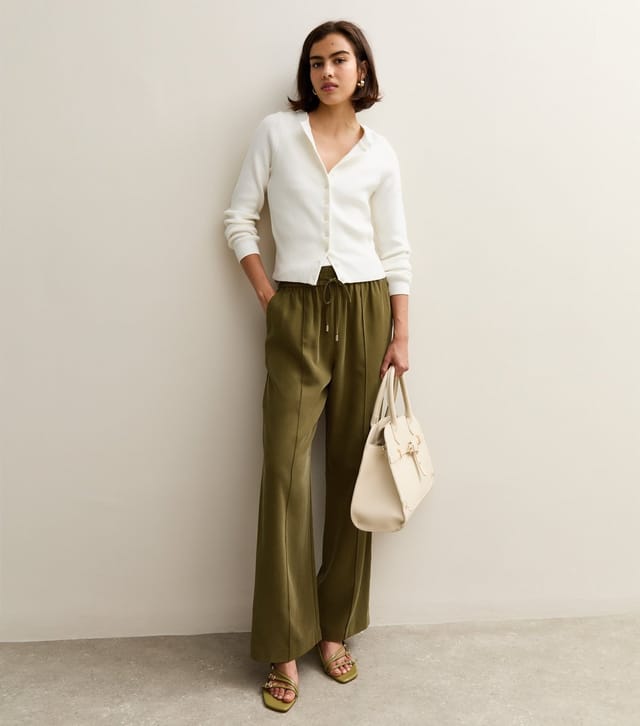 New Look Women's Khaki Wide Leg Drawstring Waist Joggers New Look - 2