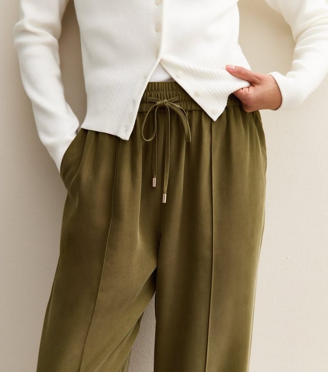 New Look Women's Khaki Wide Leg Drawstring Waist Joggers New Look - 3