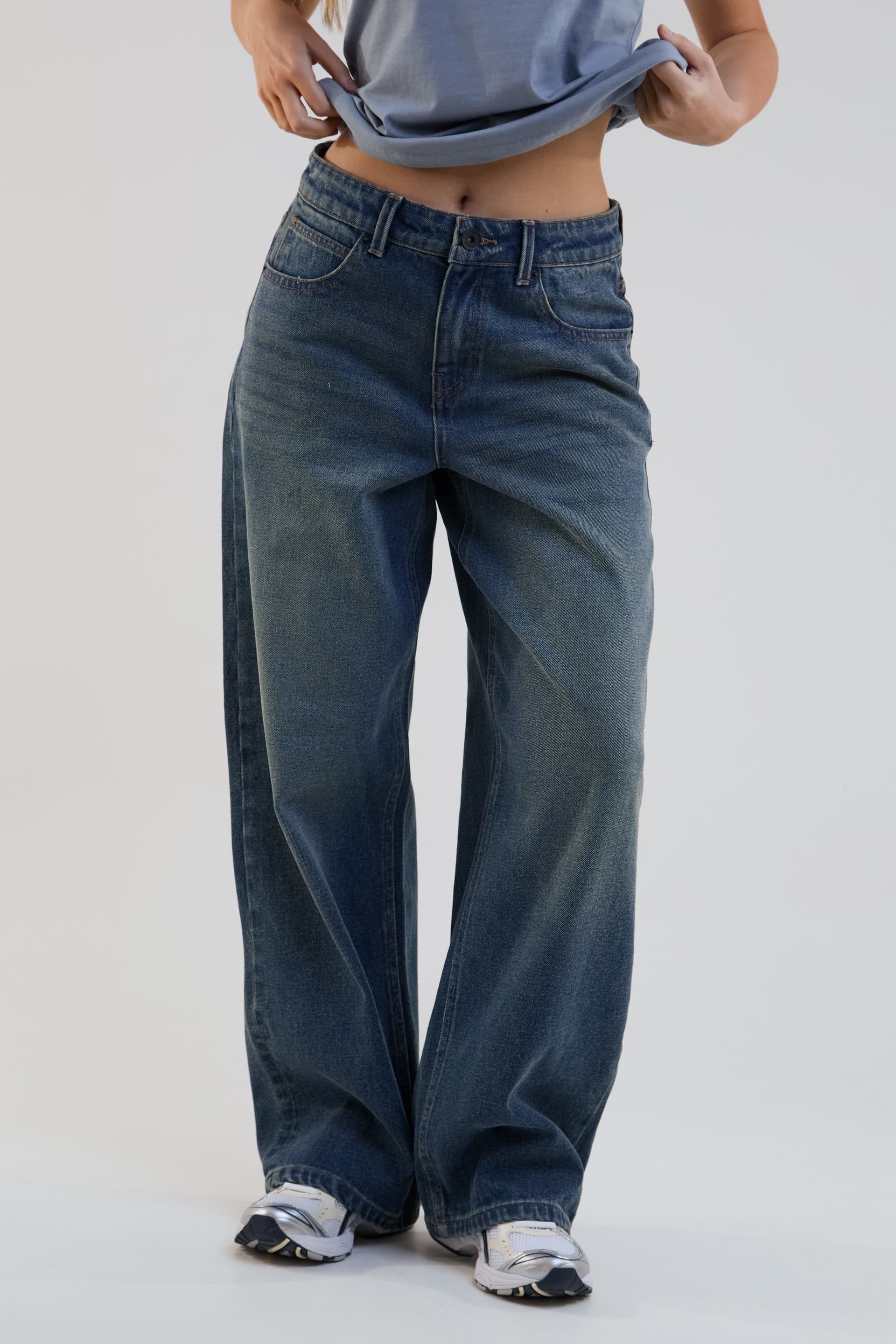 BCouture BCouture Women's Wide Leg Jeans in Dark Blue