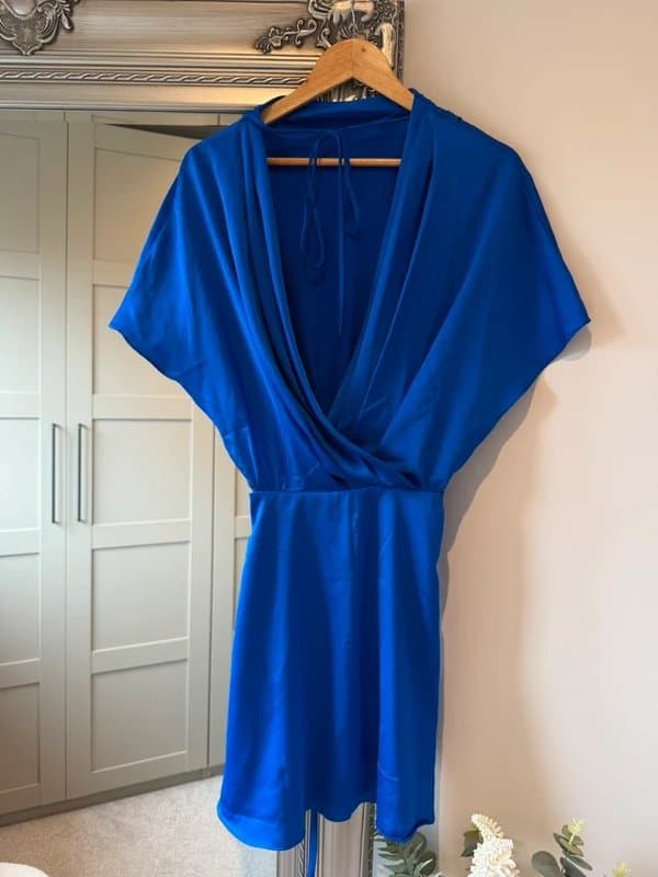 ASOS Blue satin backless mini dress