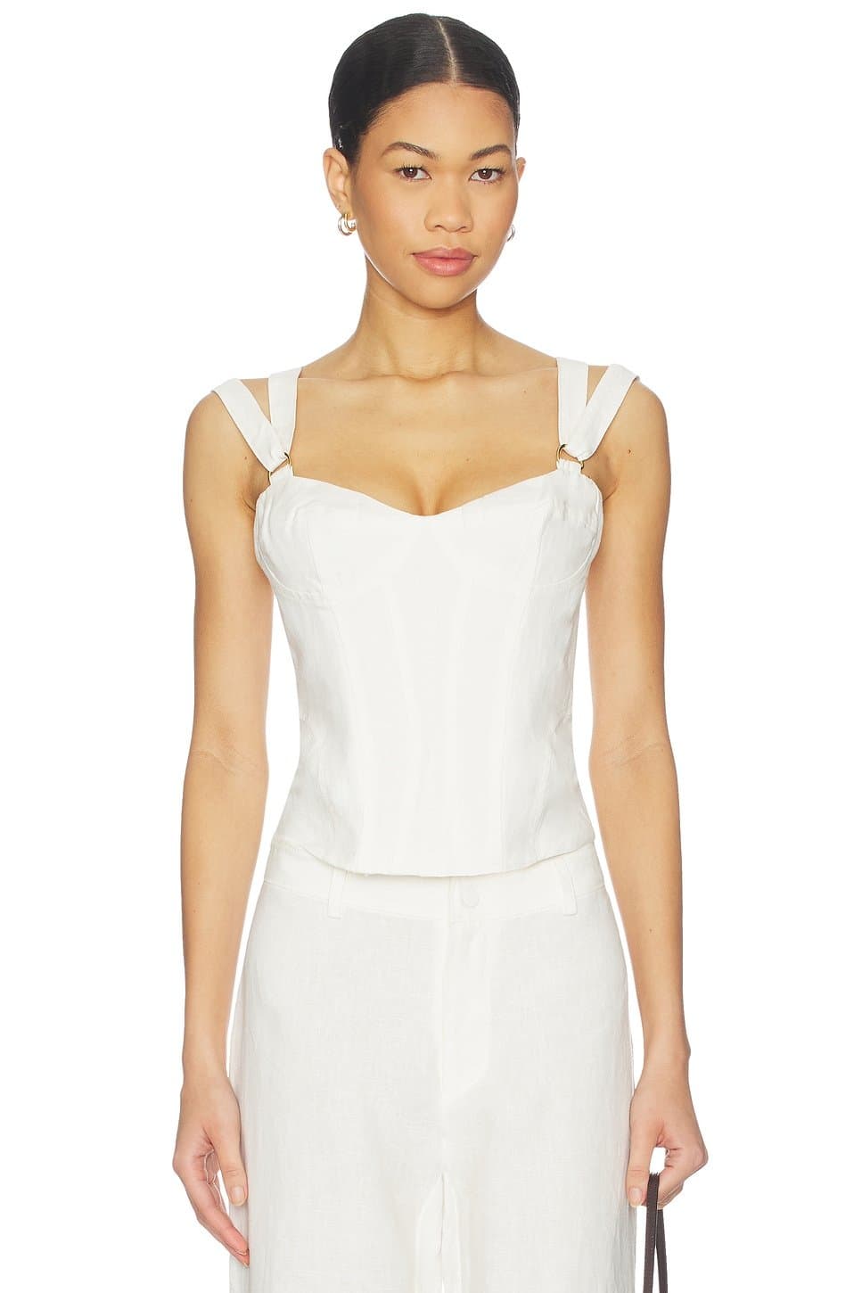 revolve Revolve Bardot Corset Top in Ivory