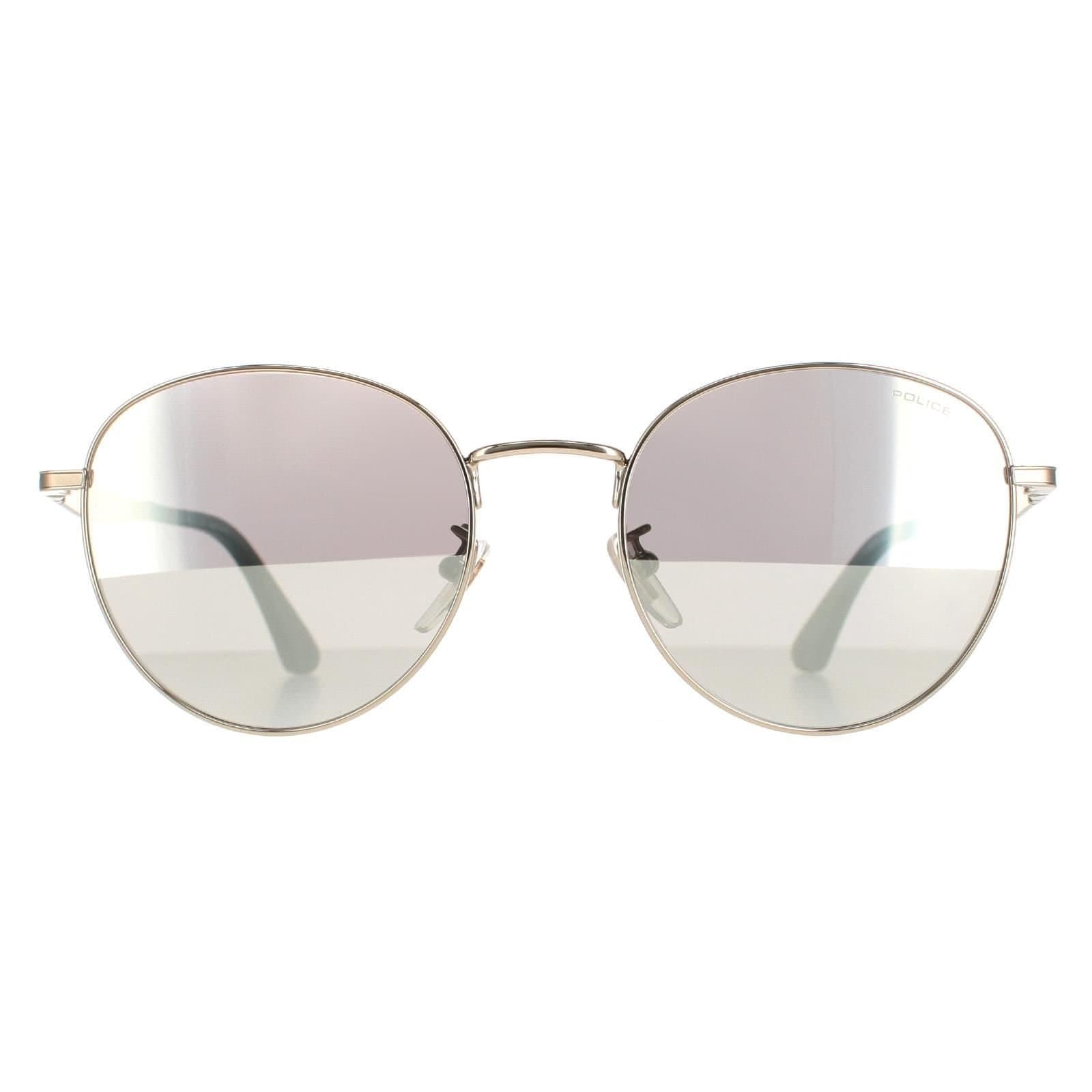 Police Police Men's Round Shiny Grey Gold Smoke Silver Mirror SPLE07 Origins Nineties 1
