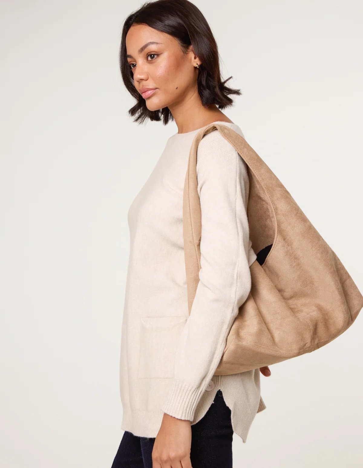 Blue Vanilla Pocket Slash Scoop Neck Jumper