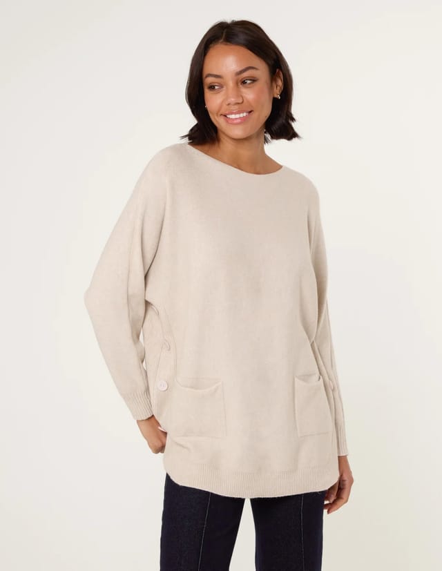 Blue Vanilla Pocket Slash Scoop Neck Jumper - 2