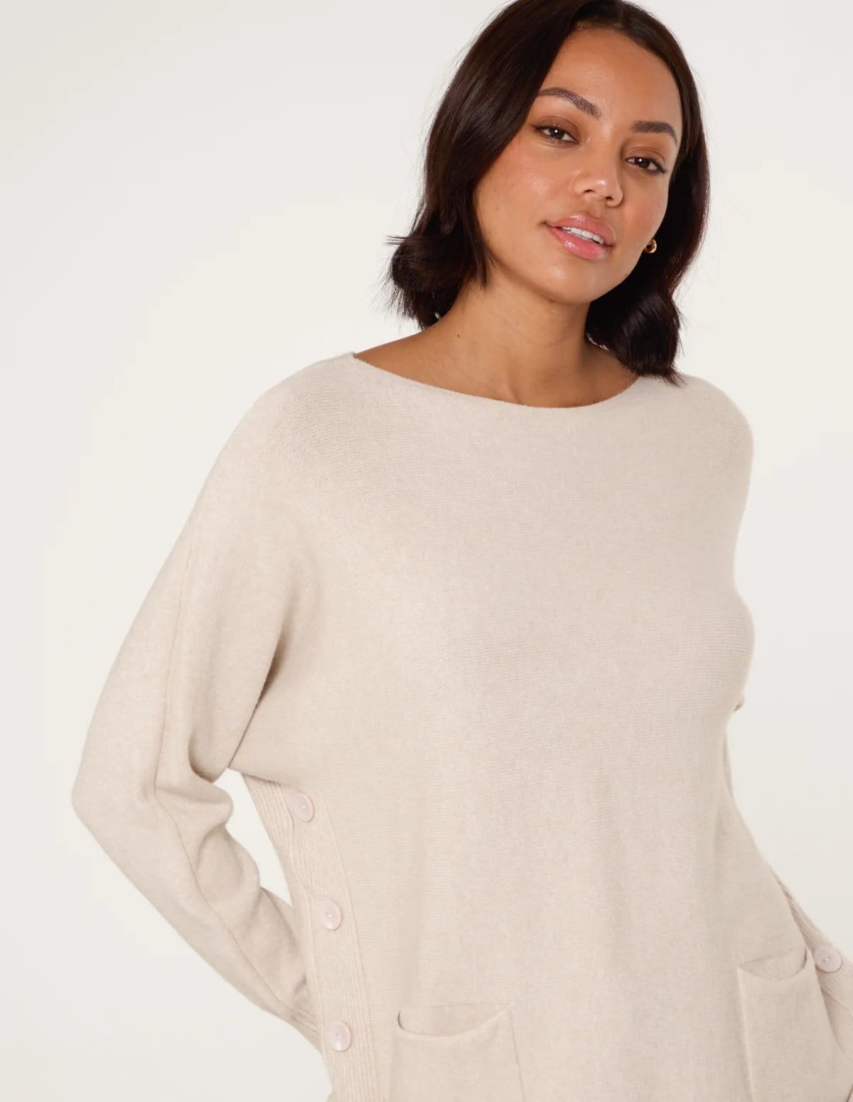 Blue Vanilla Pocket Slash Scoop Neck Jumper - 4