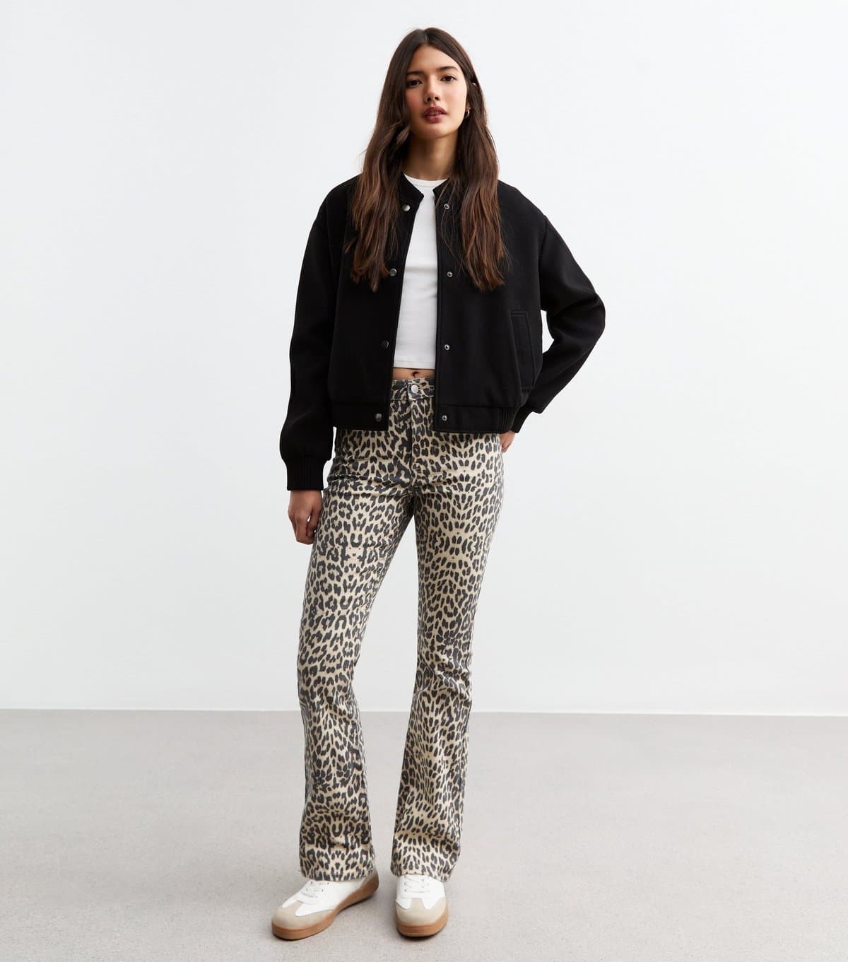 New Look Women's Brown Leopard Print Bootcut Jeans New Look