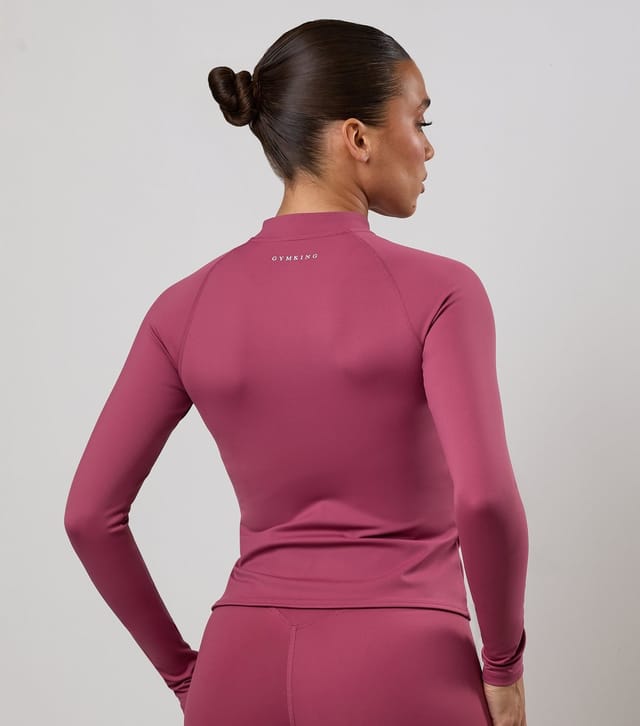 Gym King Women's Light Burgundy 365 Funnel Neck Zipped Sweatshirt Gym King New Look - 3