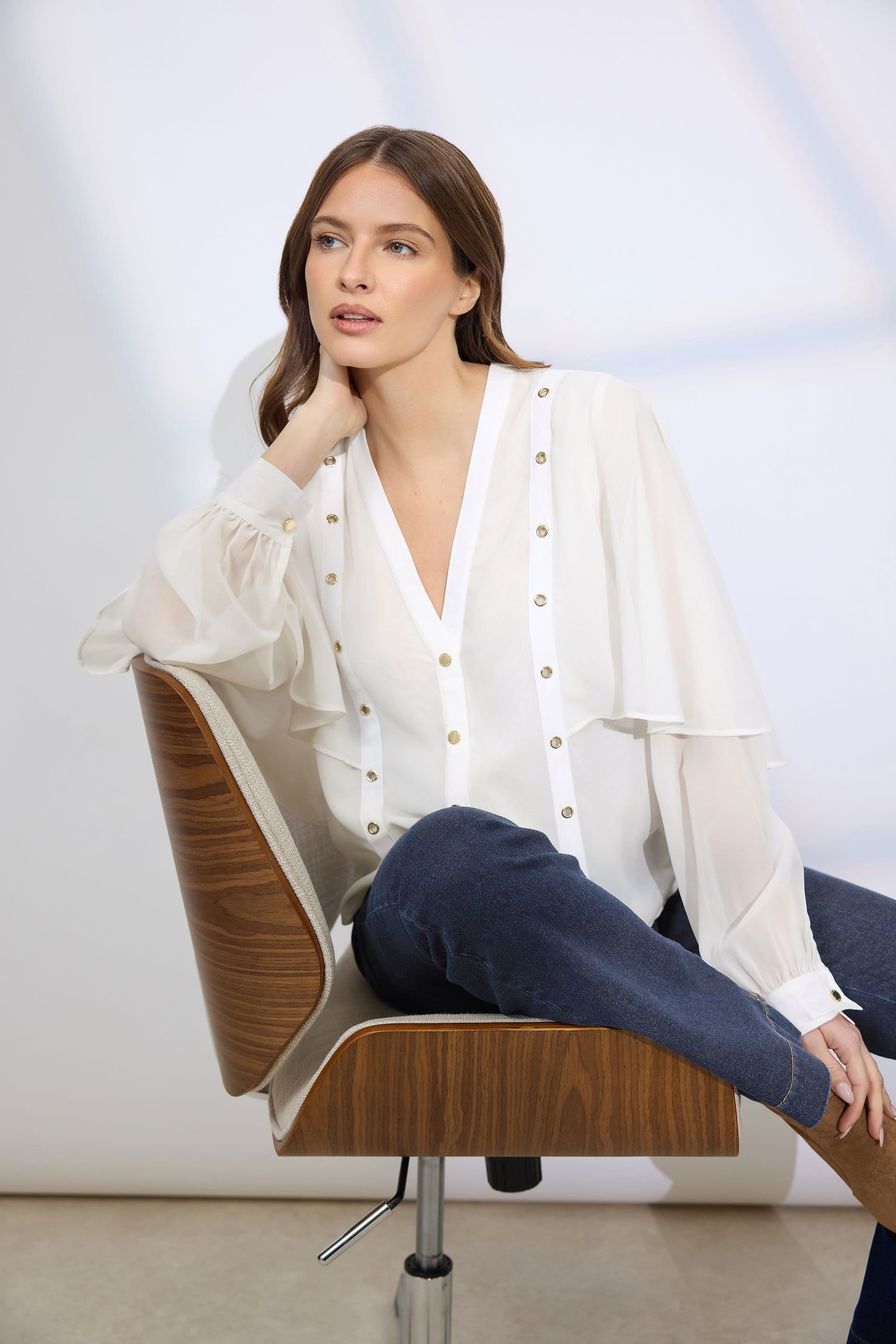 Star By Julien Macdonald White Mesh Cape Blouse