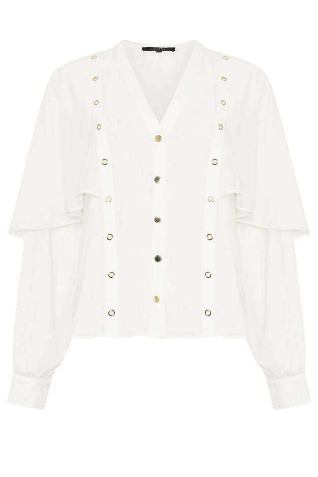 Star By Julien Macdonald Star by Julien Macdonald Women's Eyelet Cape Blouse in White - 2