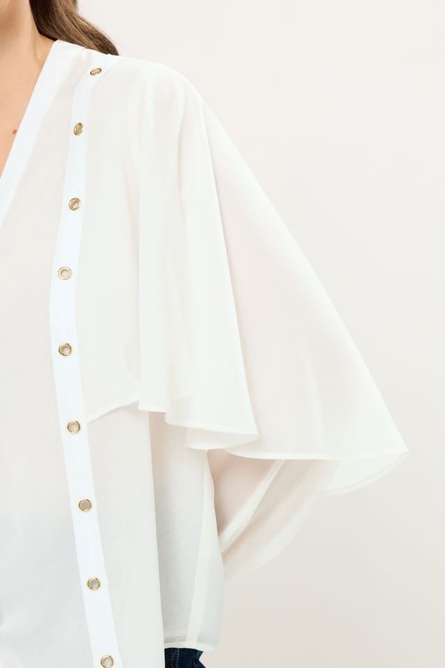 Star By Julien Macdonald Star by Julien Macdonald Women's Eyelet Cape Blouse in White - 3