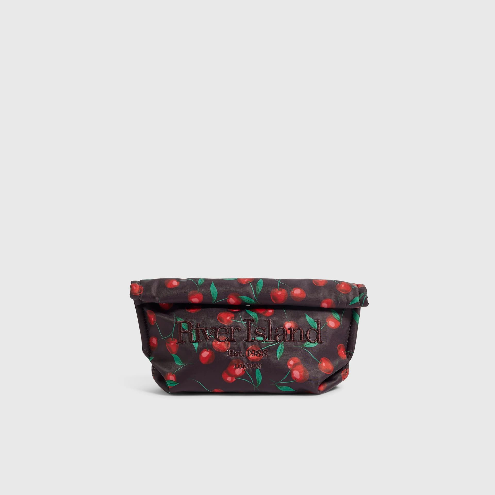 River Island River Island Womens Burgundy Cherry Roll Top Makeup Bag