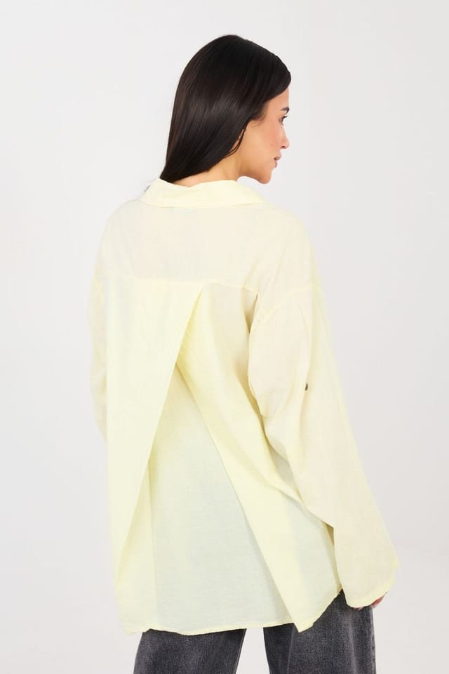 Love Lace Love Lace Women's Casual Cotton Long Sleeve Shirt with Roll Cuffs in Yellow - 3