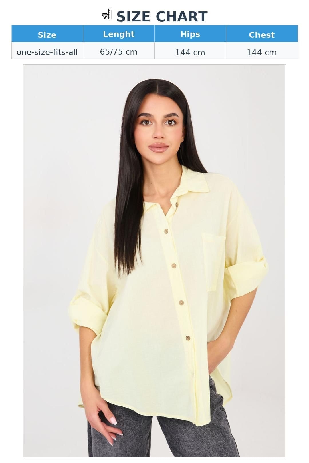 Love Lace Love Lace Women's Casual Cotton Long Sleeve Shirt with Roll Cuffs in Yellow - 4