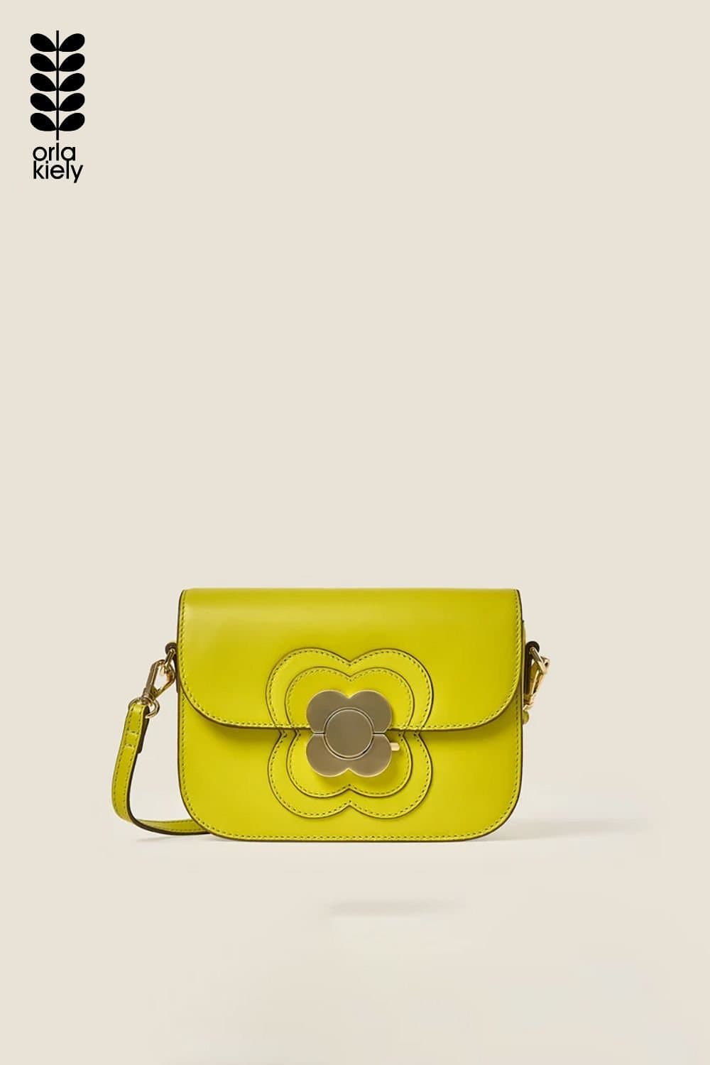 Orla Kiely Orla Kiely Yellow Leather Mini Crossbody Bag