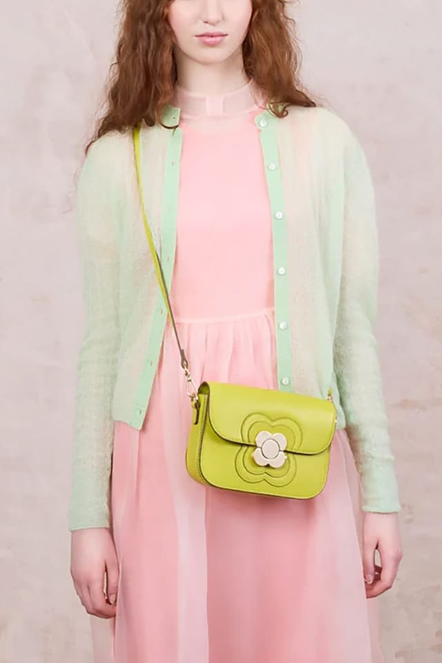Orla Kiely Orla Kiely Women's Mini Eclipse Leather Crossbody Bag - Chartreuse in Yellow - 2
