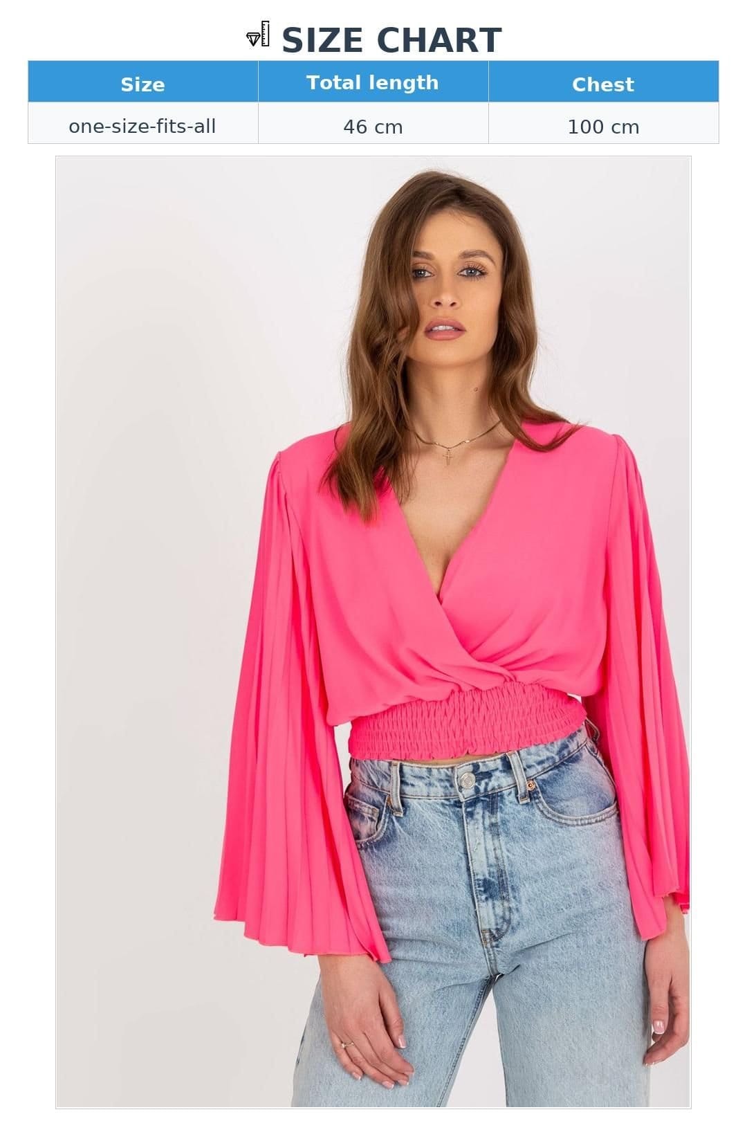 Love Lace Love Lace Women's Pleated Sleeve Envelope Neck Blouse in Pink - 4