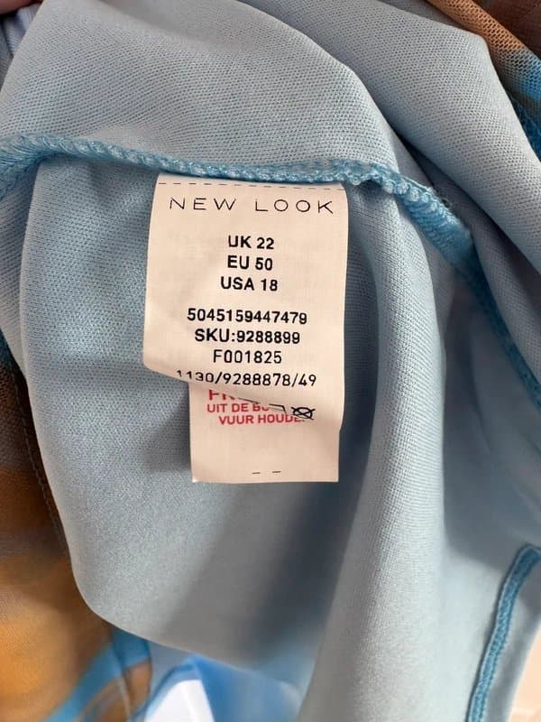 New Look New Look Blue Floral Frill Neck Mini Dress BNWT UK 22