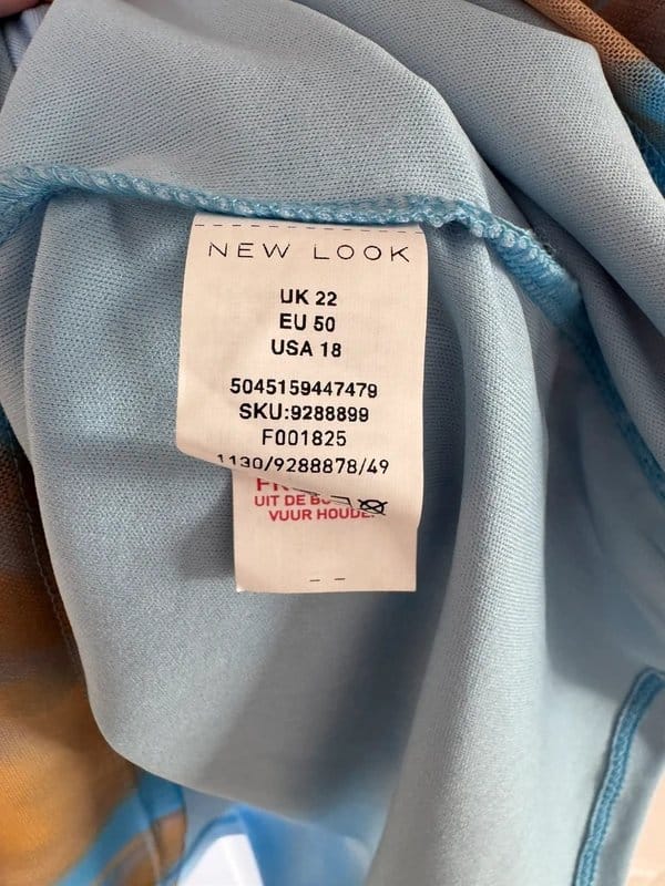 New Look New Look Blue Floral Frill Neck Mini Dress BNWT UK 22 - 1
