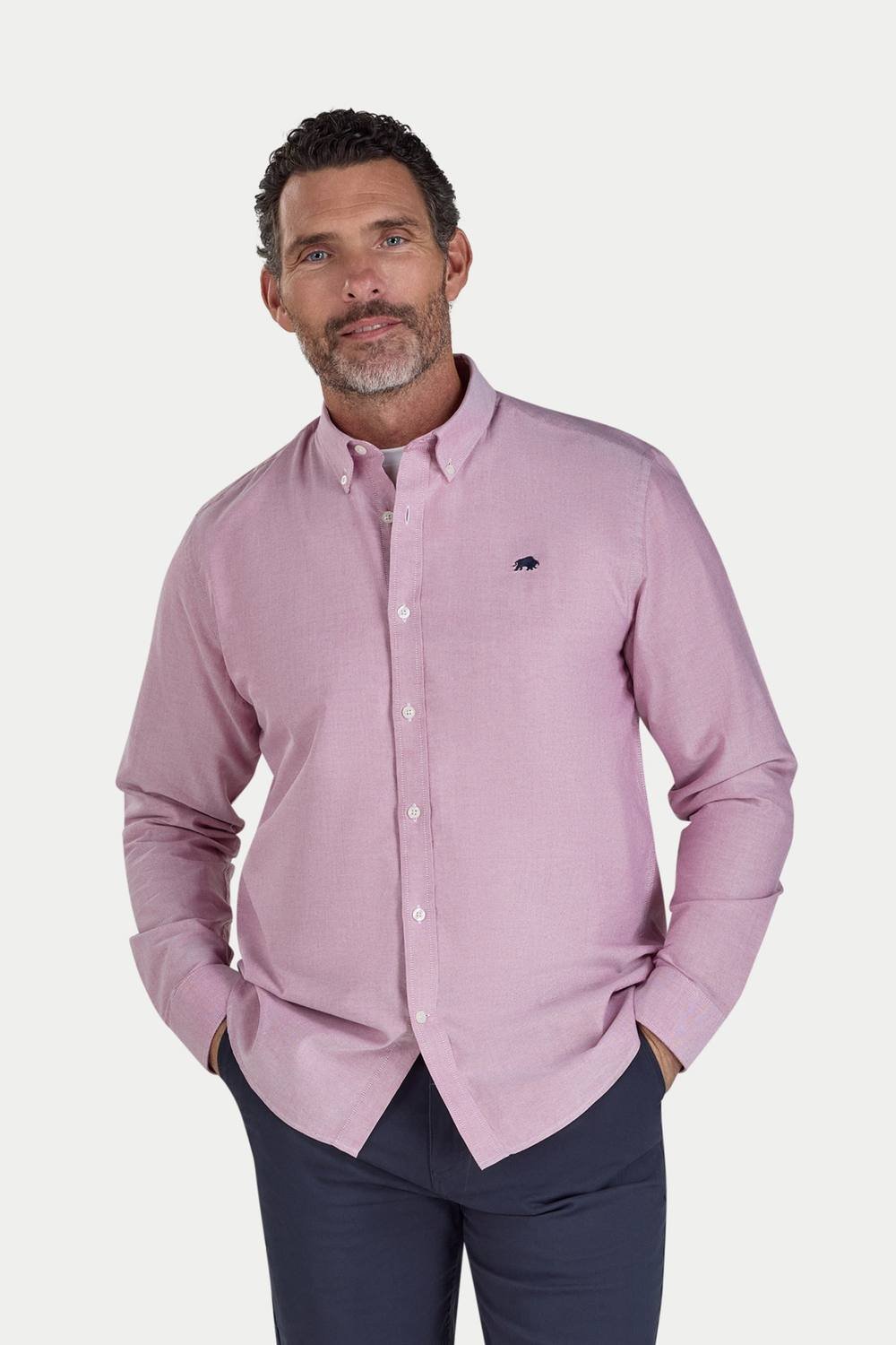 raging bull Raging Bull Men's Long Sleeve Classic Oxford Shirt in Rose - 2