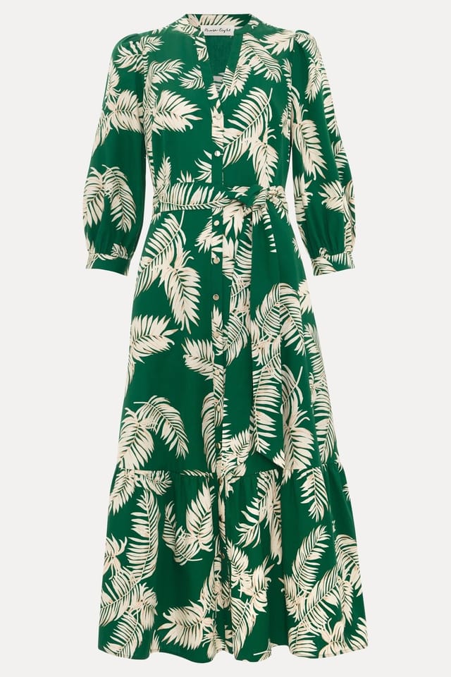 Phase Eight Phase Eight Women's Louisa Mandarin Collar Midi Shirt Dress in Emerald - 2