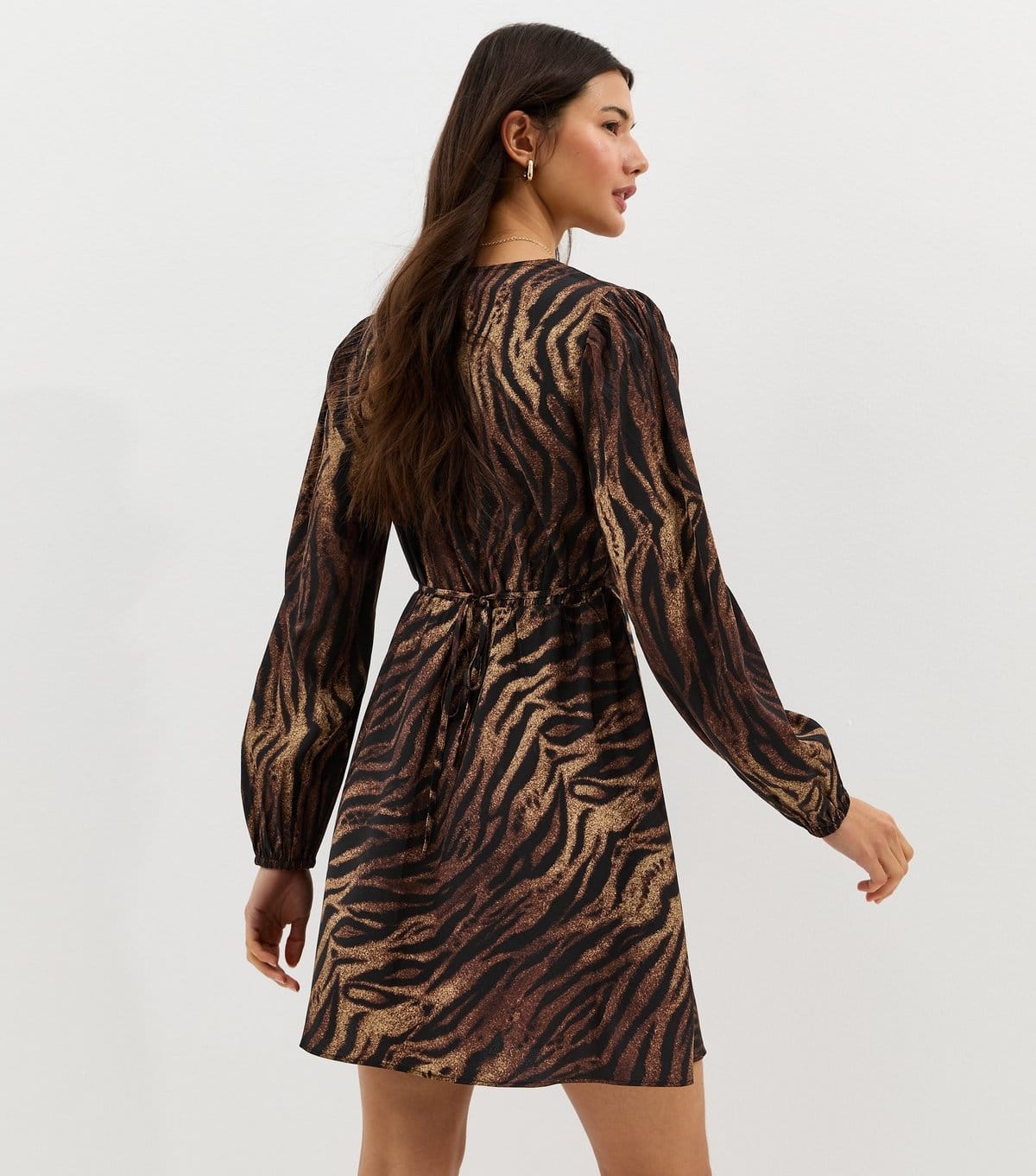 New Look Women's Brown Zebra Pint Lace Trim Mini Dress New Look - 4