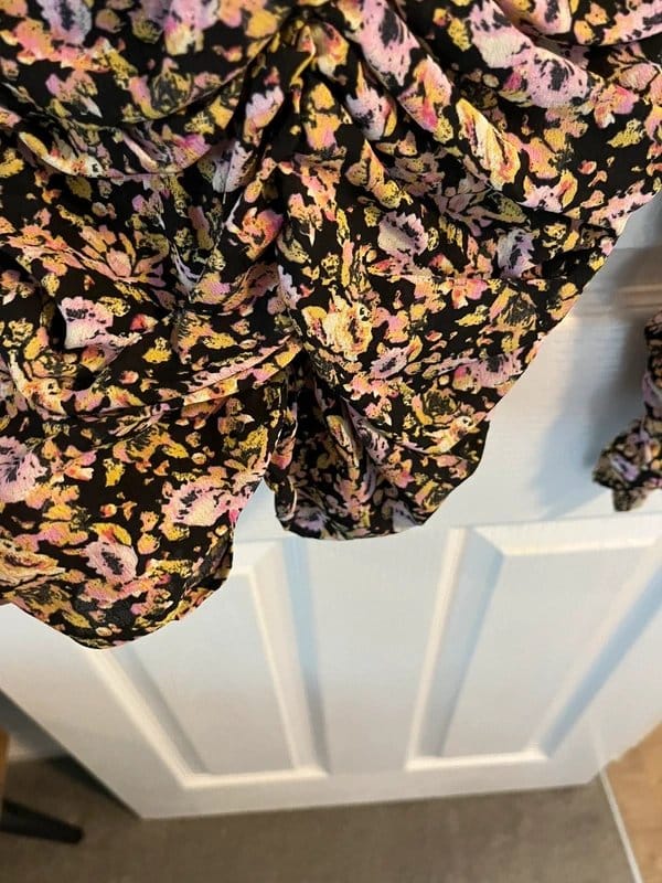 ASOS Floral Long Sleeve Ruched Top Size 8