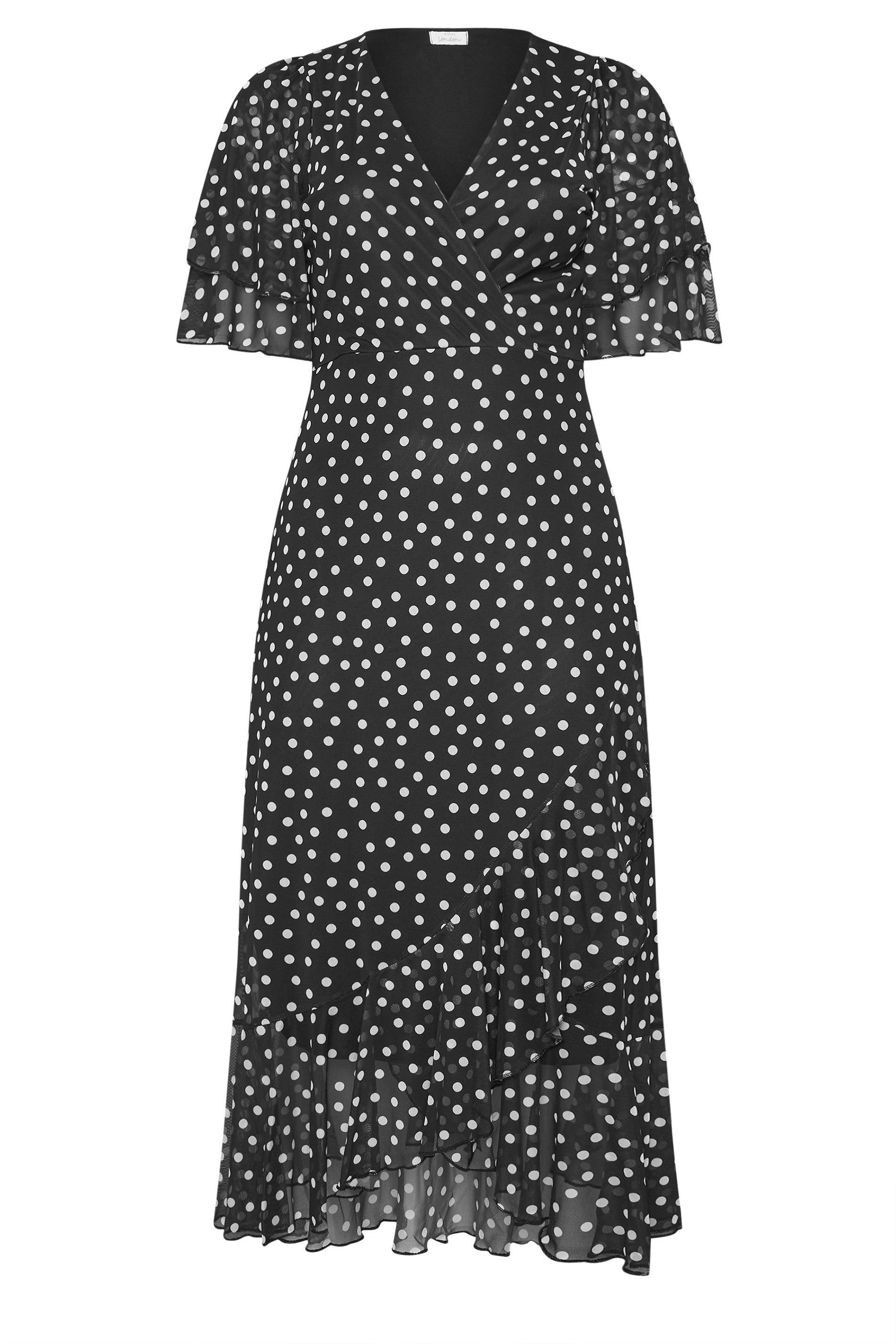 Yours Yours Women's Polka Dot Wrap Dress in Black - 2