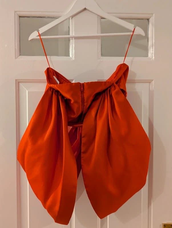 ASOS ASOS Red Bow Satin Evening Off Shoulder Party Top, size 14