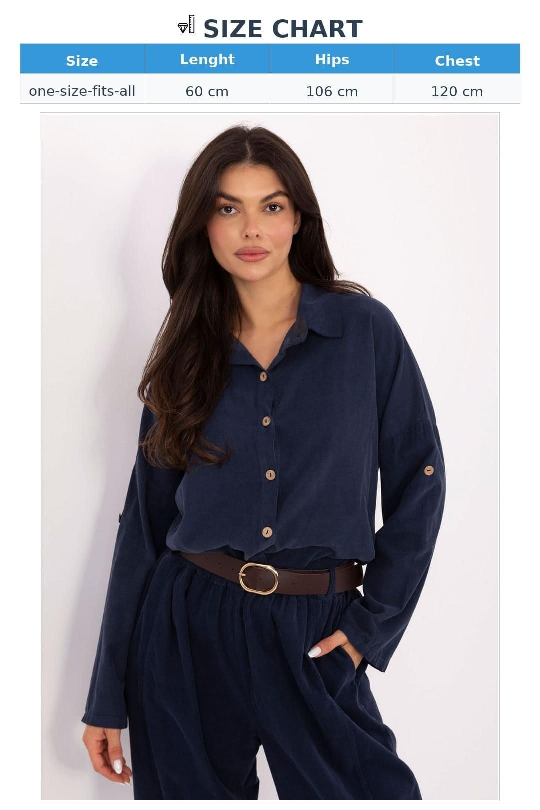 Love Lace Love Lace Women's Long Sleeve Corduroy Button Shirt for Daily in Blue - 4