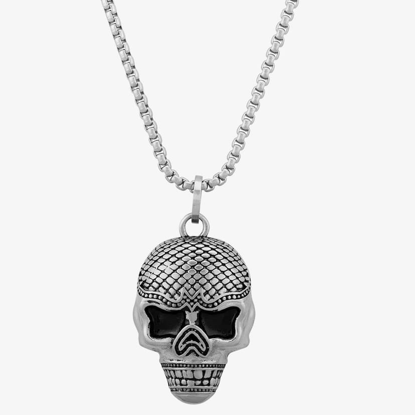 Bourne and Wilde Bourne and Wilde Men's Oxidised Skull Necklace OSN-431S-BX in Silver - 1