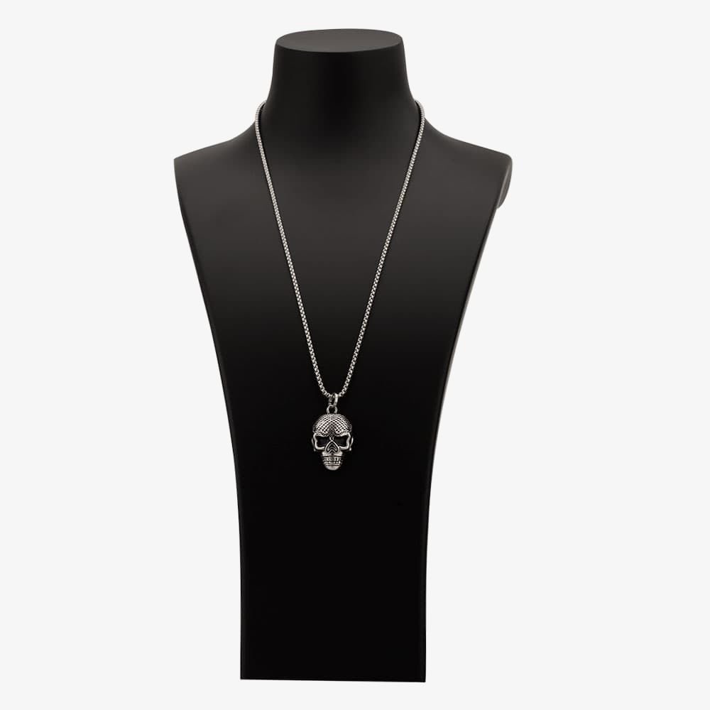 Bourne and Wilde Bourne and Wilde Men's Oxidised Skull Necklace OSN-431S-BX in Silver - 2